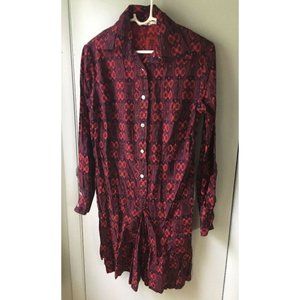 Miss Fashionality Romper vintage red blue purple geometric medieval print